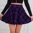 DJT Damen Mädchen Basic Solid Dehnbaren Informell Mini Skater Rock mit Shorts Lila Karierte XX-Large