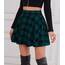 DJT Damen Mädchen Basic Solid Dehnbaren Informell Mini Skater Rock mit Shorts Blaugrün Kariert XX-Large