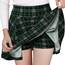DJT Damen Mädchen Basic Solid Dehnbaren Informell Mini Skater Rock mit Shorts Grün Plaid XX-Large