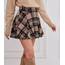 DJT Damen Mädchen Basic Solid Dehnbaren Informell Mini Skater Rock mit Shorts Rosa Kariert XX-Large