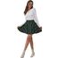 DJT Damen Mädchen Basic Solid Dehnbaren Informell Mini Skater Rock mit Shorts Grün Plaid Large