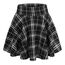 DJT Damen Mädchen Basic Solid Dehnbaren Informell Mini Skater Rock mit Shorts Schwarz Plaid X-Large
