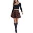 DJT Damen Mädchen Basic Solid Dehnbaren Informell Mini Skater Rock mit Shorts Braun Kariert XL