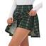 DJT Damen Mädchen Basic Solid Dehnbaren Informell Mini Skater Rock mit Shorts Grün Plaid XX-Large