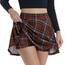 DJT Damen Mädchen Basic Solid Dehnbaren Informell Mini Skater Rock mit Shorts Braun Kariert XXL