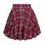 DJT Damen Mädchen Basic Solid Dehnbaren Informell Mini Skater Rock mit Shorts Weinrot Kariert Large