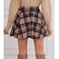 DJT Damen Mädchen Basic Solid Dehnbaren Informell Mini Skater Rock mit Shorts Rosa Kariert XX-Large