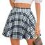 DJT Damen Mädchen Basic Solid Dehnbaren Informell Mini Skater Rock mit Shorts Blau Kariert X-Large
