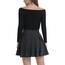 DJT Damen Mädchen Basic Solid Dehnbaren Informell Mini Skater Rock mit Shorts Schwarz kariert XXL