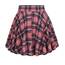 DJT Damen Mädchen Basic Solid Dehnbaren Informell Mini Skater Rock mit Shorts Korallenrosa Kariert XX-Large
