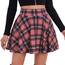 DJT Damen Mädchen Basic Solid Dehnbaren Informell Mini Skater Rock mit Shorts Korallenrosa Kariert XX-Large