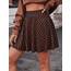 DJT Damen Mädchen Basic Solid Dehnbaren Informell Mini Skater Rock mit Shorts Schwarz Braun XX-Large