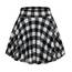 DJT Damen Mädchen Basic Solid Dehnbaren Informell Mini Skater Rock mit Shorts Schwarz Weiß Kariert XX-Large