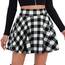 DJT Damen Mädchen Basic Solid Dehnbaren Informell Mini Skater Rock mit Shorts Schwarz Weiß Kariert XX-Large