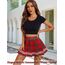 Avidlove Damen Kurz Rock Karneval Kostüm Sexy Skirt Basic Faltenrock Kariert Kleid Rave Outfit Hohe Taille Plisseerock Tennis Sportrock Party Minirock Elastisch Schule A-Linie Schwarz-Rot-Plaid L