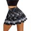 Avidlove Damen Kurz Rock Karneval Kostüm Sexy Skirt Basic Faltenrock Kariert Kleid Rave Outfit Hohe Taille Plisseerock Tennis Sportrock Party Minirock Elastisch Schule A-Linie Schwarz-Weiß-Plaid XL