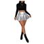 GORGLITTER Damen Skort Elastischer Bund Minirock PU Leder Clubröcke Kurze Röcke mit Rüschensaum Silber S