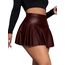 GORGLITTER Damen Skort Elastischer Bund Minirock PU Leder Clubröcke Kurze Röcke mit Rüschensaum Rostbraun S