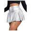 GORGLITTER Damen Skort Elastischer Bund Minirock PU Leder Clubröcke Kurze Röcke mit Rüschensaum Silber S