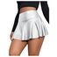 GORGLITTER Damen Skort Elastischer Bund Minirock PU Leder Clubröcke Kurze Röcke mit Rüschensaum Silber S