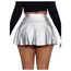 GORGLITTER Damen Skort Elastischer Bund Minirock PU Leder Clubröcke Kurze Röcke mit Rüschensaum Silber S