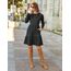 Zeagoo Damen Kleider Langarm Rundhals Herbstkleid mit Taschen Elegant Knielang Kleid Winter Frühling Grau L