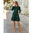 Zeagoo Damen Kleider Langarm Rundhals Herbstkleid mit Taschen Elegant Knielang Kleid Winter Frühling Grün M