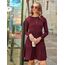 ZEAGOO Pulloverkleid Damen Herbst Elegant Rundhals Herbstkleider Casual Knielang A Linie Kleid Langarm Midi Kleider Weihnachten Weinrot M