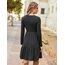 Zeagoo Damen Kleider Langarm Rundhals Herbstkleid mit Taschen Elegant Knielang Kleid Winter Frühling Grau XXL