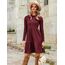 ZEAGOO Pulloverkleid Damen Herbst Elegant Rundhals Herbstkleider Casual Knielang A Linie Kleid Langarm Midi Kleider Weihnachten Weinrot M