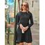 Zeagoo Damen Kleider Langarm Rundhals Herbstkleid mit Taschen Elegant Knielang Kleid Winter Frühling Grau XXL