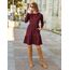 Zeagoo Damen Kleider Langarm Rundhals Herbstkleid mit Taschen Elegant Knielang Kleid Winter Frühling Weinrot S