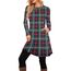 NARRAME Winter-Pullover-Kleider für Damen, Midi-Langarm, Kausale Knöpfe, seitliches Tunika-Kleid mit Taschen, MittelGrün Schwarz-Kariert