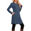 NARRAME Pullover-Kleider für Damen, Winter, langärmelig, Kausale Knöpfe, seitliches Pulloverkleid mit Taschen, XX-Large,Einfarbig Dunkelblau