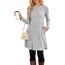 NARRAME Winter-Pullover-Kleider für Damen, Midi-Langarm, kausale Knöpfe, seitliches Tunika-Kleid mit Taschen, mittelhellgrau