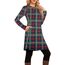 NARRAME Damen-Pullover-Kleider, Winter, langärmelig, Kausale Knöpfe, seitliche Kleider für Damen, elegant, mit Taschen, klein, Grün Schwarz-Kariert