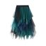 Damen Rock Tüll Unregelmäßig Unterrock Lagenrock Ballett Tutu Abschlussball Party Faltenkleid A-Linie Midirock High Waisted Rock (Grün Blau, Einheitsgröße)