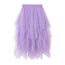Damen Rock Tüll Unregelmäßig Unterrock Lagenrock Ballett Tutu Abschlussball Party Faltenkleid A-Linie Midirock High Waisted Rock (Lila, Einheitsgröße)