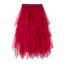 Damen Rock Tüll Unregelmäßig Unterrock Lagenrock Ballett Tutu Abschlussball Party Faltenkleid A-Linie Midirock High Waisted Rock (Rot, Einheitsgröße)