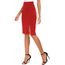 Damen Business Solide Hohe Taille Bleistiftrock Seitenschlitz Dehnbar Bodycon Midirock Knielang (M, Rot)