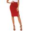 Damen Business Solide Hohe Taille Bleistiftrock Seitenschlitz Dehnbar Bodycon Midirock Knielang (M, Rot)