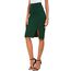 Damen Business Solide Hohe Taille Bleistiftrock Seitenschlitz Dehnbar Bodycon Midirock Knielang (L, Schwarzgrün)