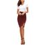 Damen Business Solide Hohe Taille Bleistiftrock Seitenschlitz Dehnbar Bodycon Midirock Knielang (XL, Weinrot)