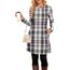NARRAME Pulloverkleid für Damen, Frühling, Herbst, Lange Ärmel, lässige Knöpfe, seitliche Damenkleider mit Taschen, groß, Karo Rosa Gelb