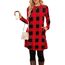 NARRAME Pulloverkleid für Damen, Frühling, Herbst, lange Ärmel, kausale Knöpfe, seitliche Damenkleider mit Taschen, groß, rot, schwarz, kariert
