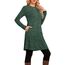 NARRAME Party-Pullover-Kleider für Damen, Frühling, Herbst, lässiges, seitliches Langarmkleid mit Knöpfen und Taschen, X-Large, Einfarbig Dunkelgrün