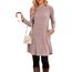 NARRAME Winter-Pullover-Kleider für Damen, Midi-Langarm, lässige Knöpfe, seitliches Tunika-Kleid mit Taschen, Mittelrosa, Grau