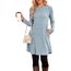 NARRAME Winter-Pullover-Kleider für Damen, Midi-Langarm, kausale Knöpfe, seitliches Tunika-Kleid mit Taschen, Mittelhellblau