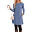 NARRAME Party-Pullover-Kleider für Damen, Frühling, Herbst, lässiges, seitliches Langarmkleid mit Knöpfen und Taschen, X-Large, Marineblau
