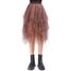 Tüllrock Damen Lang 80CM Elastische Tüll Rock Unregelmäßiges Netz Täglich, Abschlussball, Party(Taillenumfang: 60-78cm, Braun)